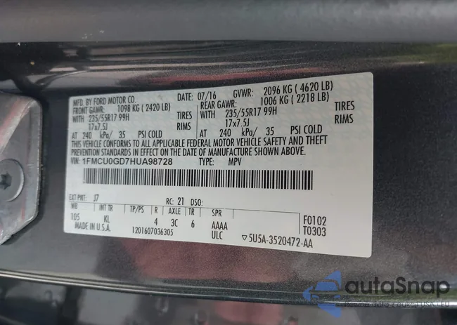 1FMCU0GD7HUA98728: 41797333