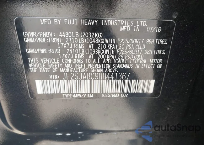 JF2SJABC9HH441367: 41798556