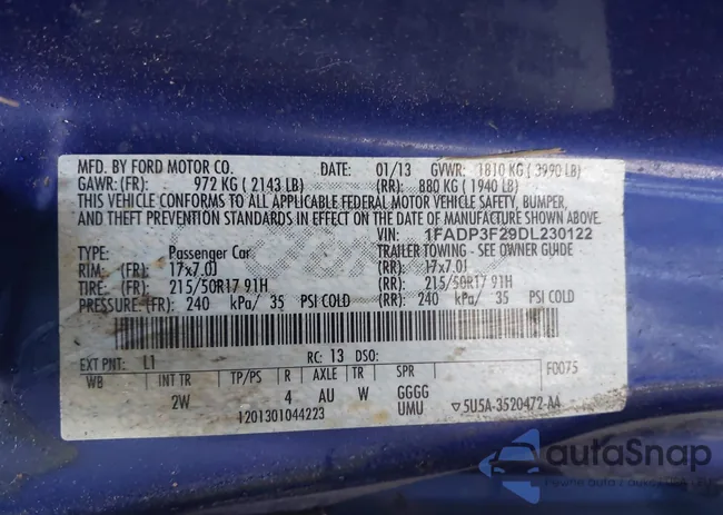 1FADP3F29DL230122: 41798650