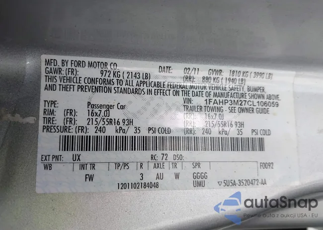 1FAHP3M27CL106059: 41799683