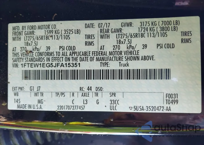 1FTEW1EG5JFA15351: 41800616