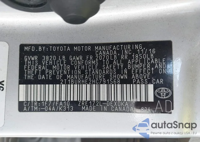 2T1BURHE2HC791568: 41801322