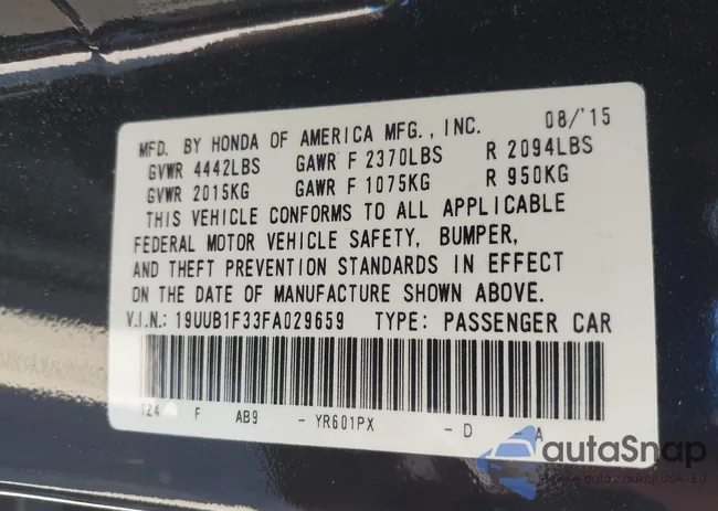 19UUB1F33FA029659: 41802895