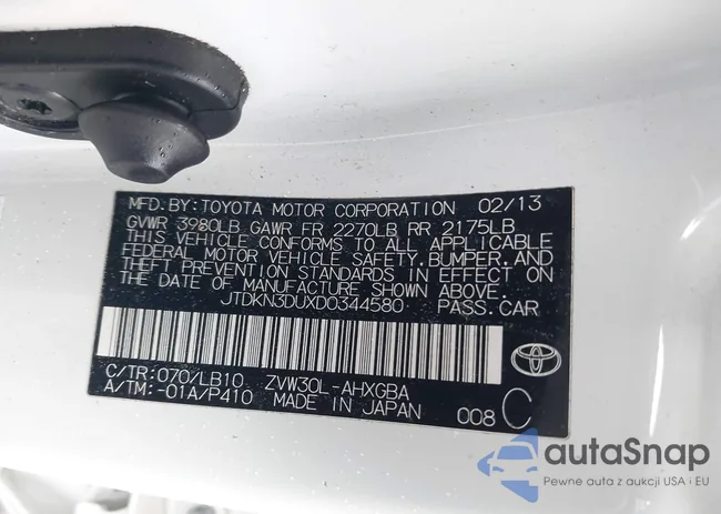 JTDKN3DUXD0344580: 41802087