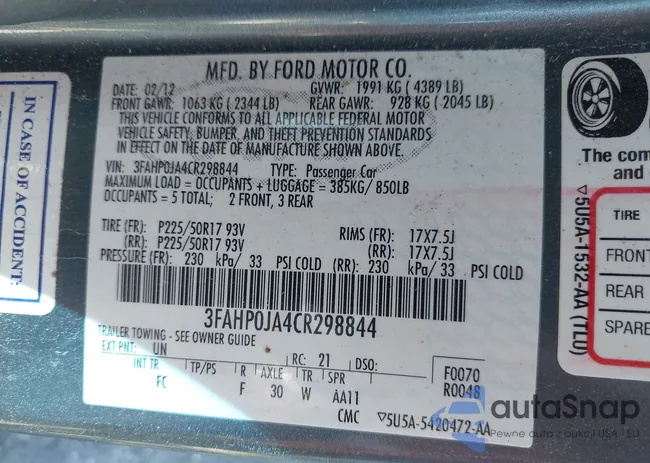 3FAHP0JA4CR298844: 41804346