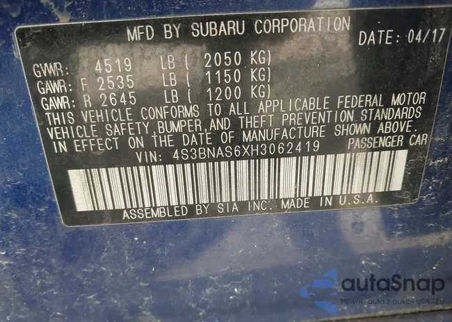 4S3BNAS6XH3062419: 41804637