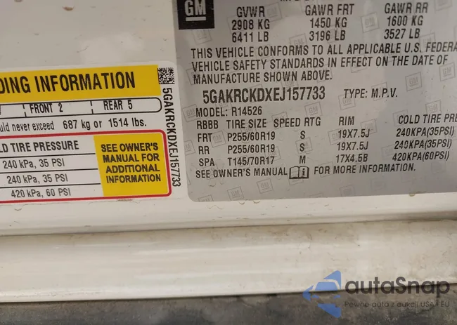 5GAKRCKDXEJ157733: 41806853