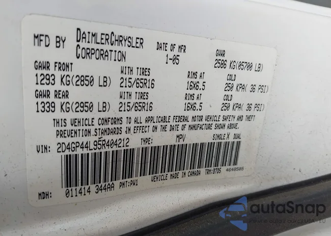 2D4GP44L95R404212: 41807526