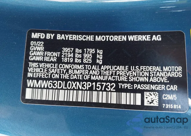 WMW63DL0XN3P15732: 41807134