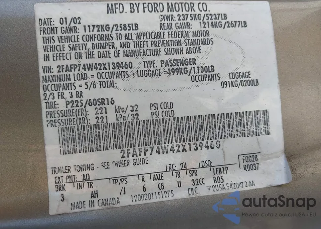 2FAFP74W42X139460: 41808352