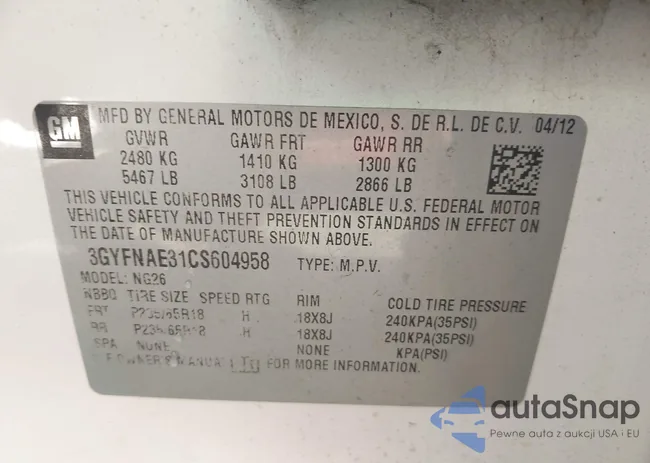 3GYFNAE31CS604958: 41808714