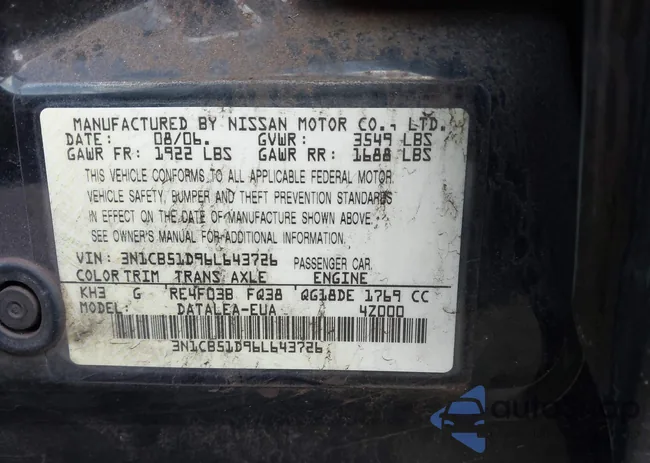 3N1CB51D96L643726: 41809427