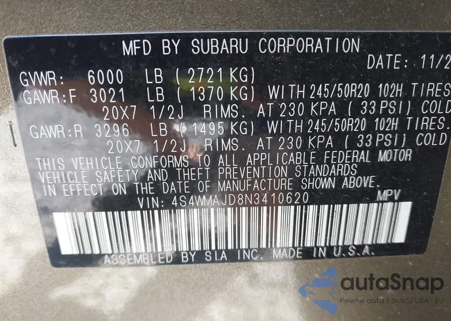 4S4WMAJD8N3410620: 41809821