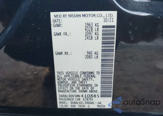 1N4BL4DV5MN410885: 41809083