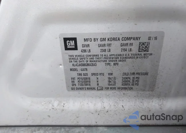 KL4CJASB8GB643543: 41810411