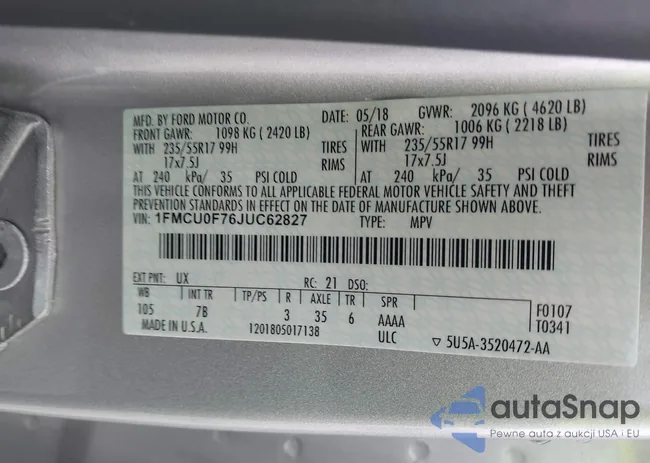 1FMCU0F76JUC62827: 41810056