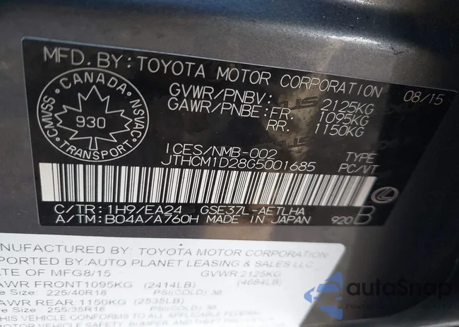 JTHCM1D28G5001685: 41810156