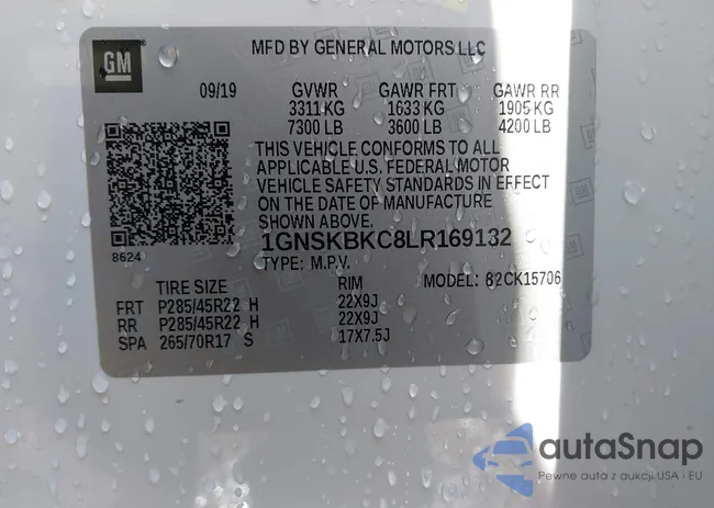 1GNSKBKC8LR169132: 41811352