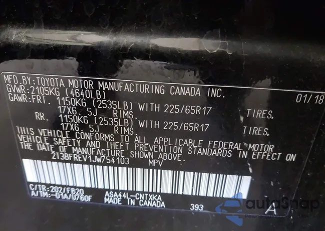 2T3BFREV1JW754103: 41811820