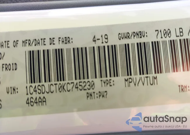 1C4SDJCT0KC745230: 41811859