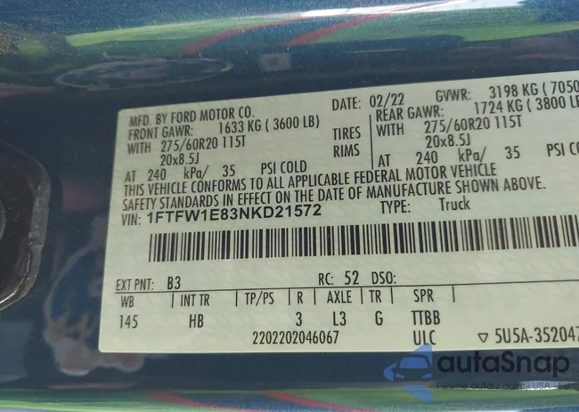 1FTFW1E83NKD21572: 41811205