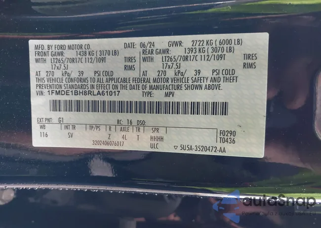 1FMDE1BH8RLA61017: 41812463