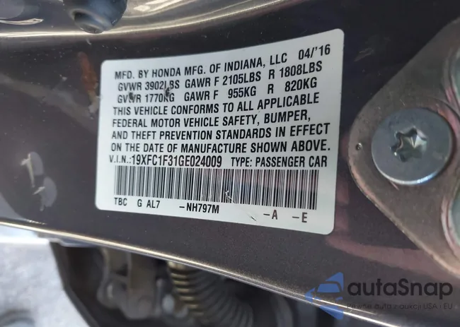 19XFC1F31GE024009: 41812600