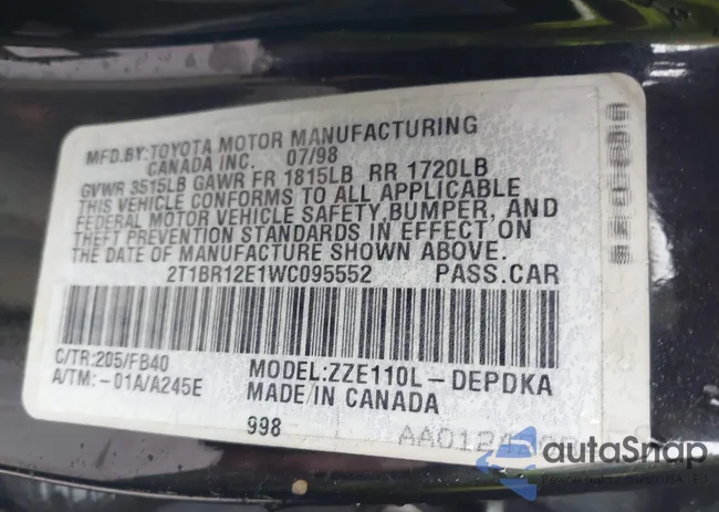 2T1BR12E1WC095552: 41813309