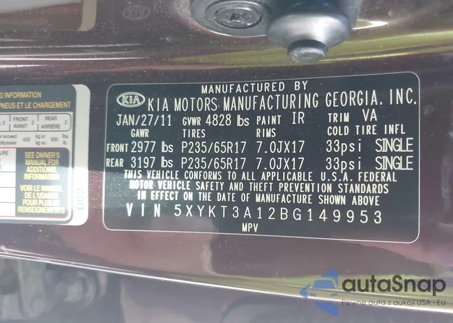 5XYKT3A12BG149953: 41814395