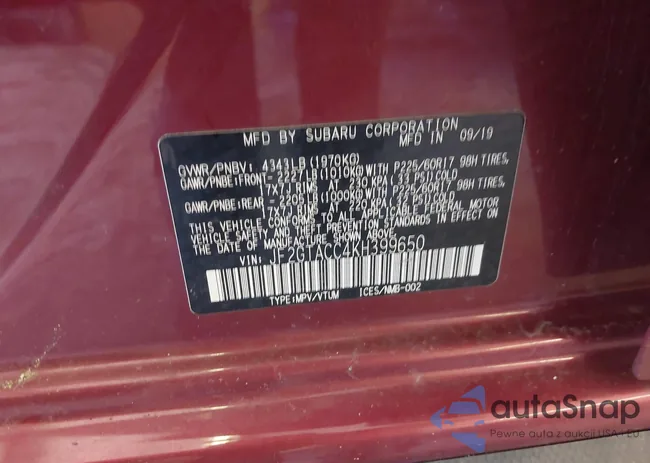 JF2GTACC4KH399650: 41814587