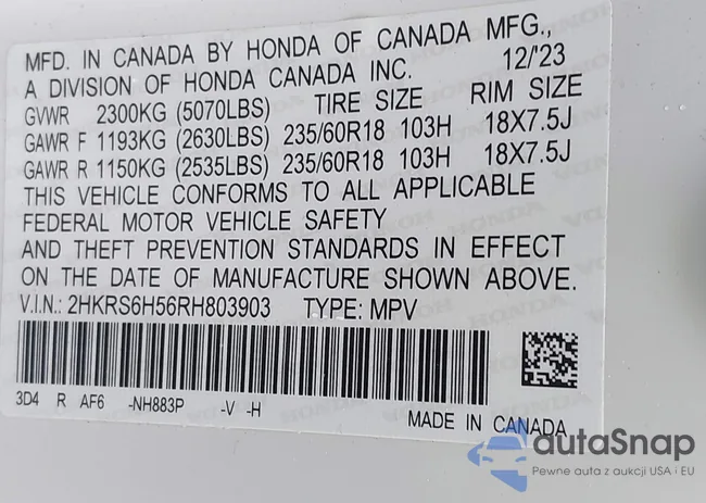 2HKRS6H56RH803903: 41816627