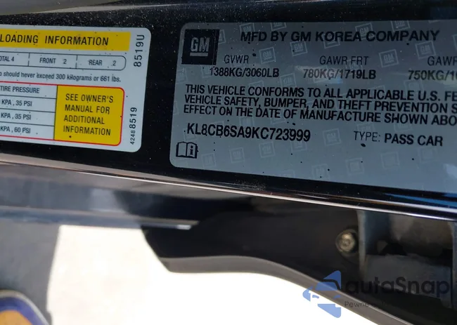 KL8CB6SA9KC723999: 41817700