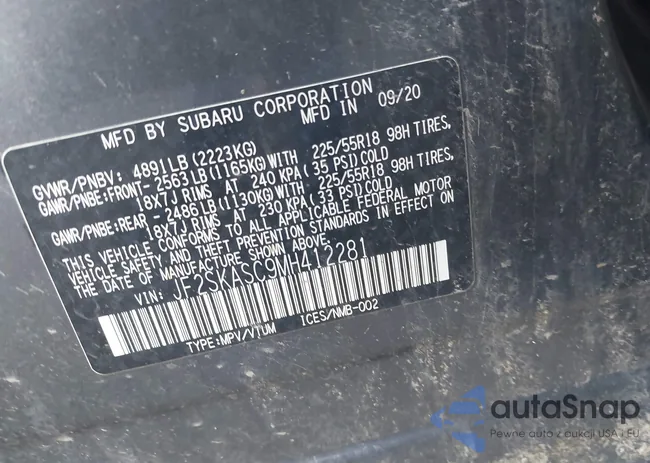 JF2SKASC9MH412281: 41817124