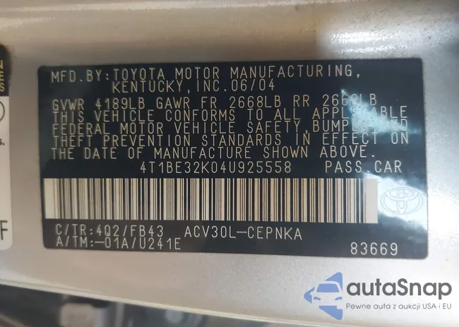 4T1BE32K04U925558: 41818296