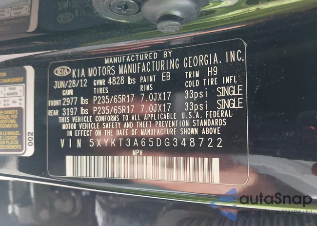 5XYKT3A65DG348722: 41818341