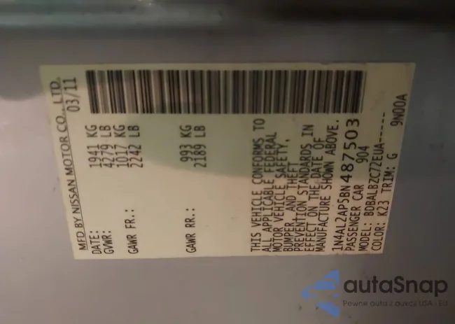 1N4AL2AP5BN487503: 41821002