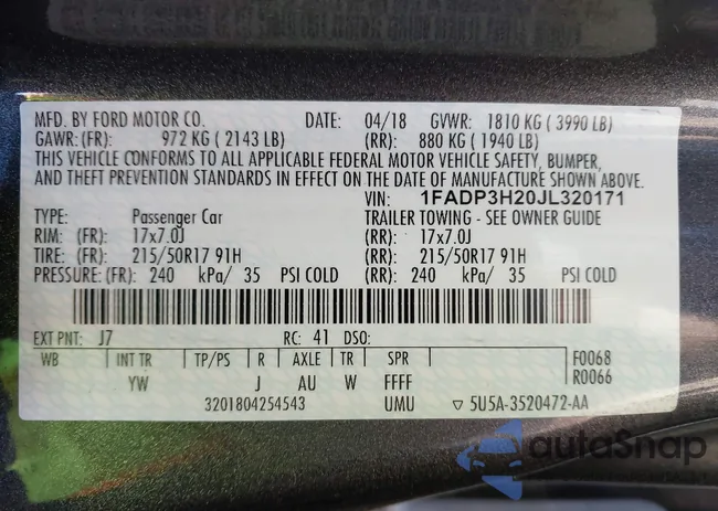 1FADP3H20JL320171: 41823323