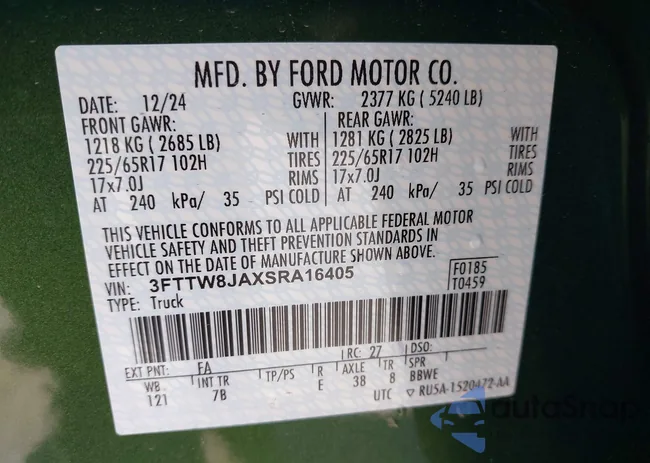 3FTTW8JAXSRA16405: 41823336