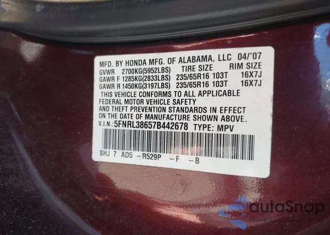 5FNRL38657B442678: 41822968