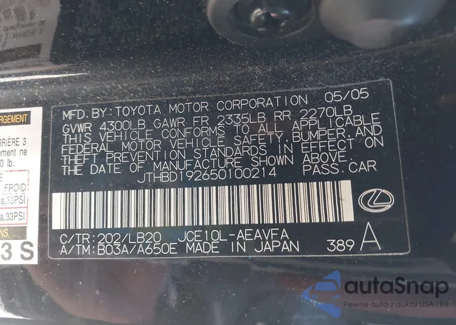 JTHBD192650100214: 41824650