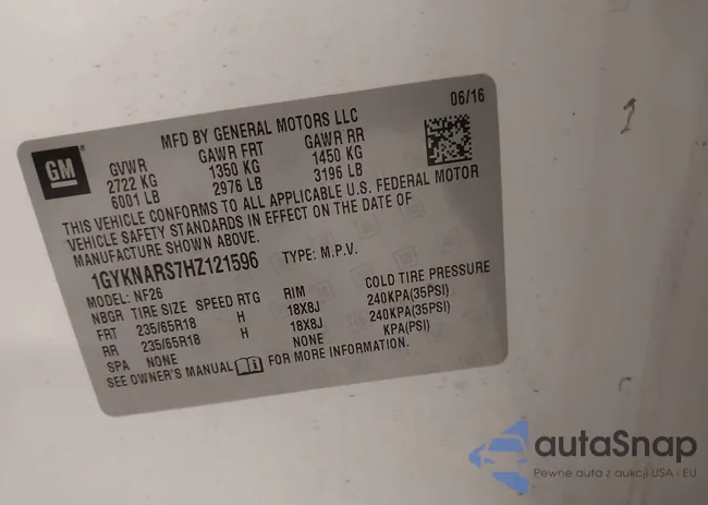 1GYKNARS7HZ121596: 41825879