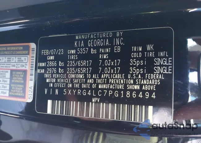 5XYRG4LC7PG186494: 41825188