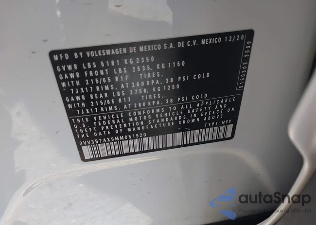 3VV3B7AX9MM051920: 41826721