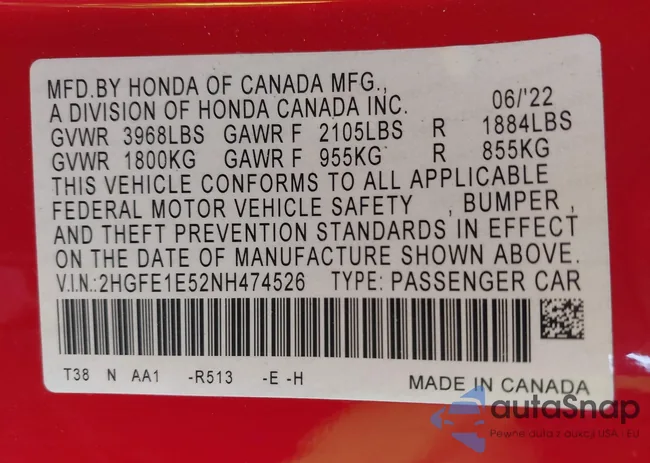 2HGFE1E52NH474526: 41827565