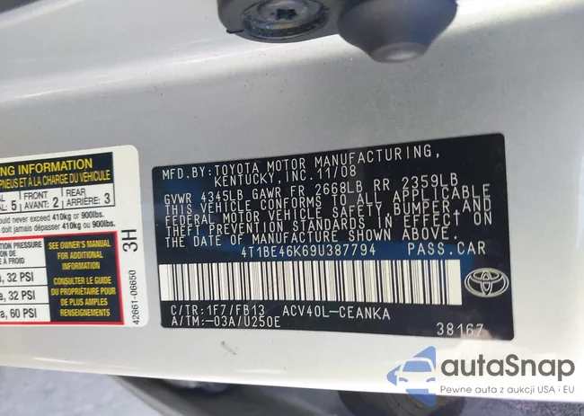 4T1BE46K69U387794: 41828973