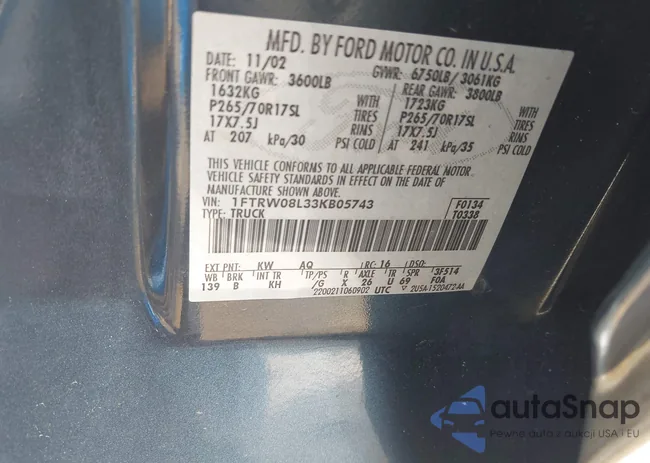 1FTRW08L33KB05743: 41828979