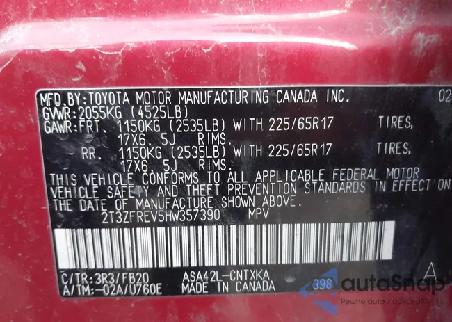 2T3ZFREV5HW357390: 41829222