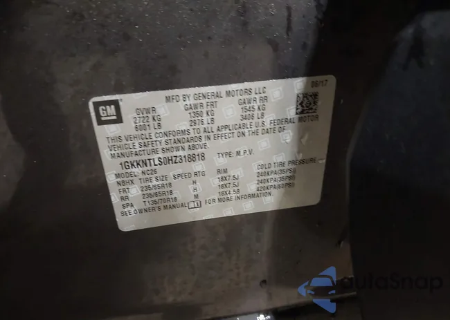 1GKKNTLS0HZ318818: 41831285