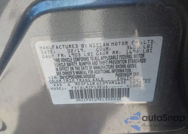 3N1CP5CU9KL505032: 41831490