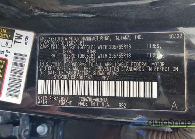 5TDKDRAHXPS001167: 41831778